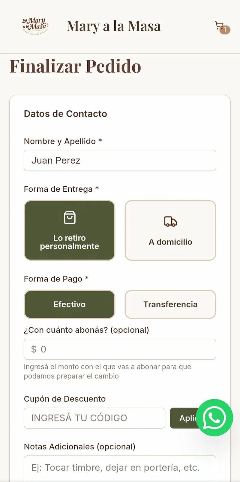 Paso 4: Datos de contacto